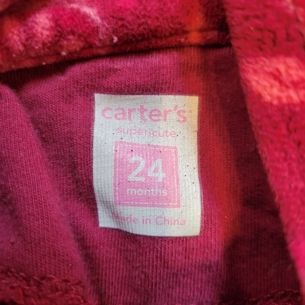 Carter's Maroon Floral Pullover Hoodie Size 24 Months